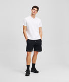 Karl Lagerfeld Mens Kameo Logo Pique Golfer In White