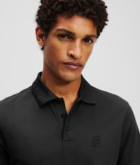 Karl Lagerfeld Mens Kameo Logo Pique Golfer In Black