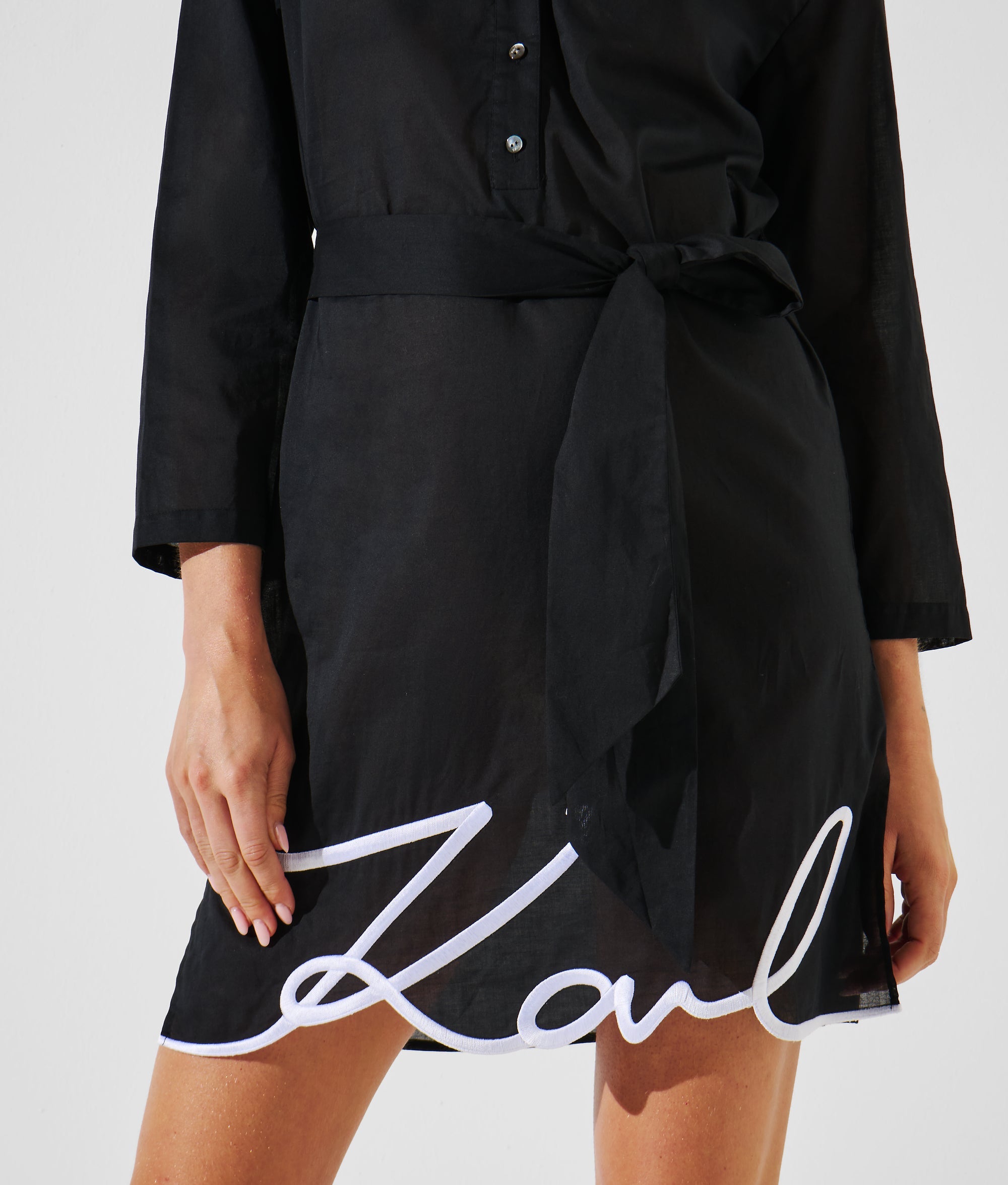 Karl Lagerfeld Signature Beach Dress For Women In Black