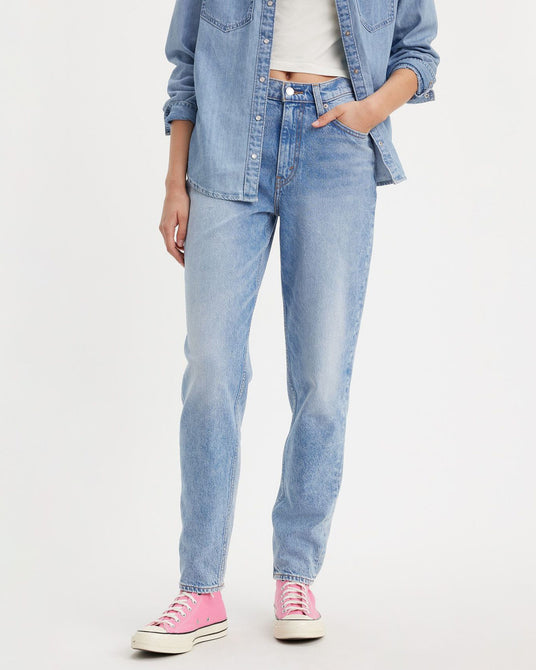 Levis Womens Mom Jeans In Light Blue