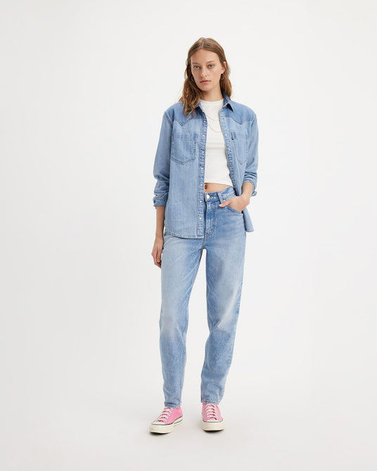 Levis Womens Mom Jeans In Light Blue