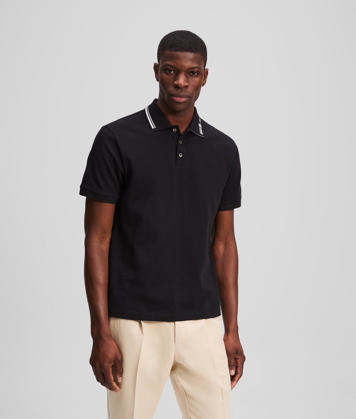 Karl Lagerfeld Mens W/Contrast Detail Golfer In Black