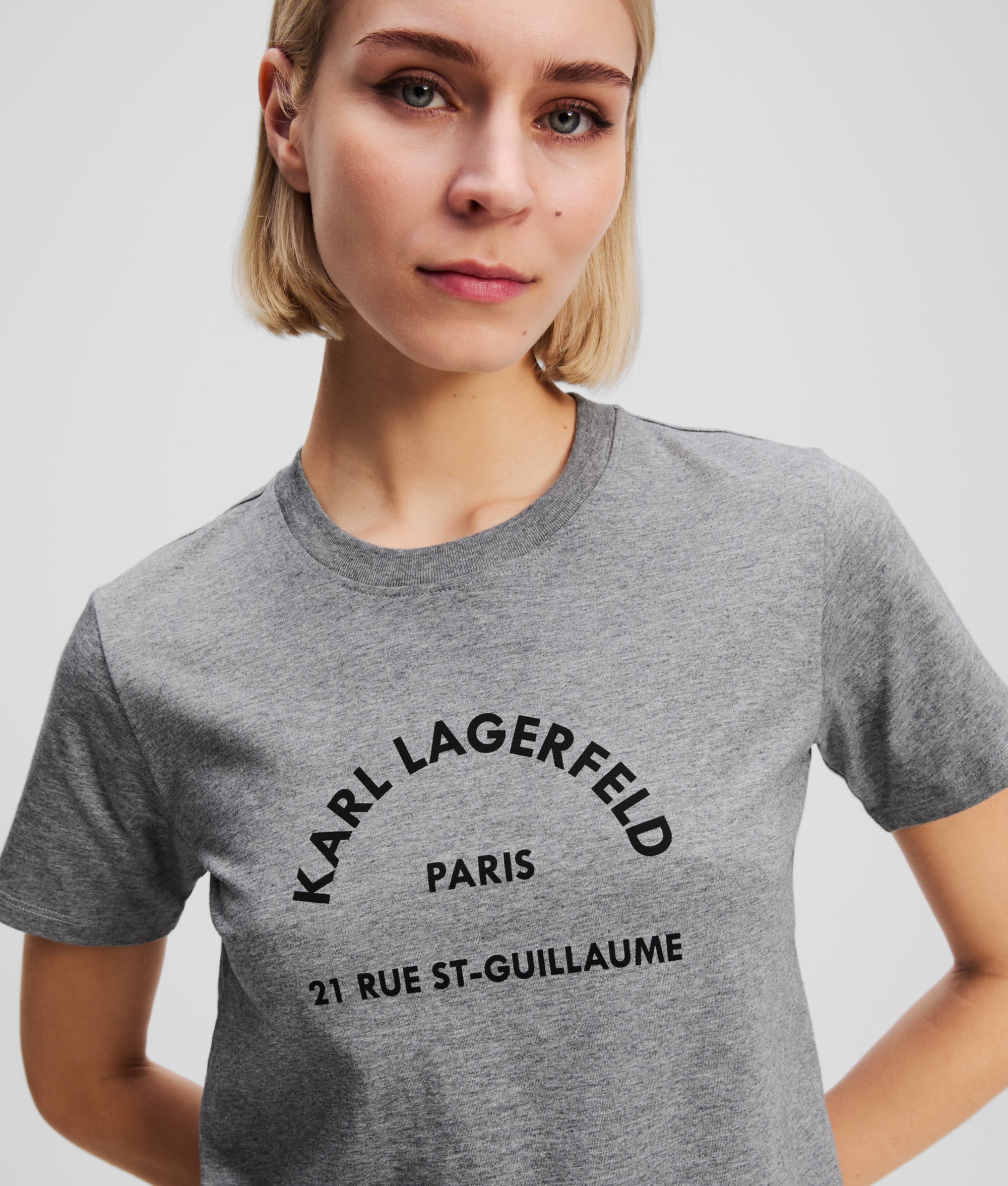Karl Lagerfeld Womens RSG T-Shirt in Grey Melange