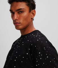 Karl Lagerfeld Mens Rhinestone T-Shirt In Black