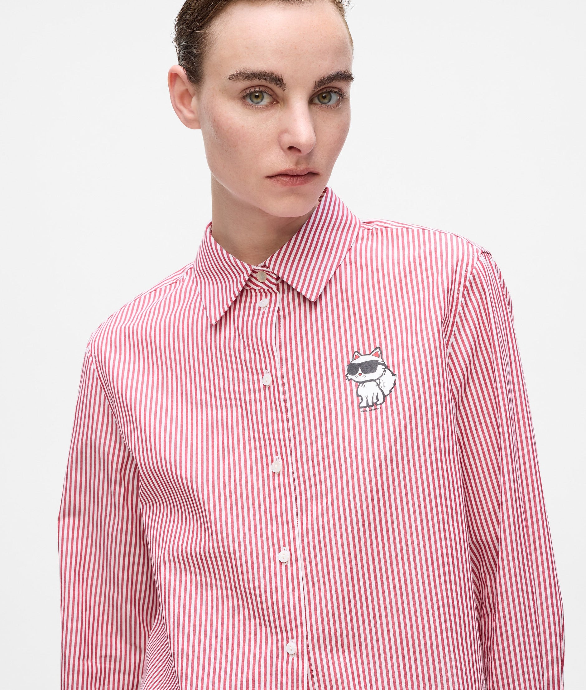 Karl Lagerfeld Womens Ikon Choupette Crop Top In Red & White