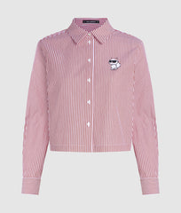 Karl Lagerfeld Womens Ikon Choupette Crop Top In Red & White