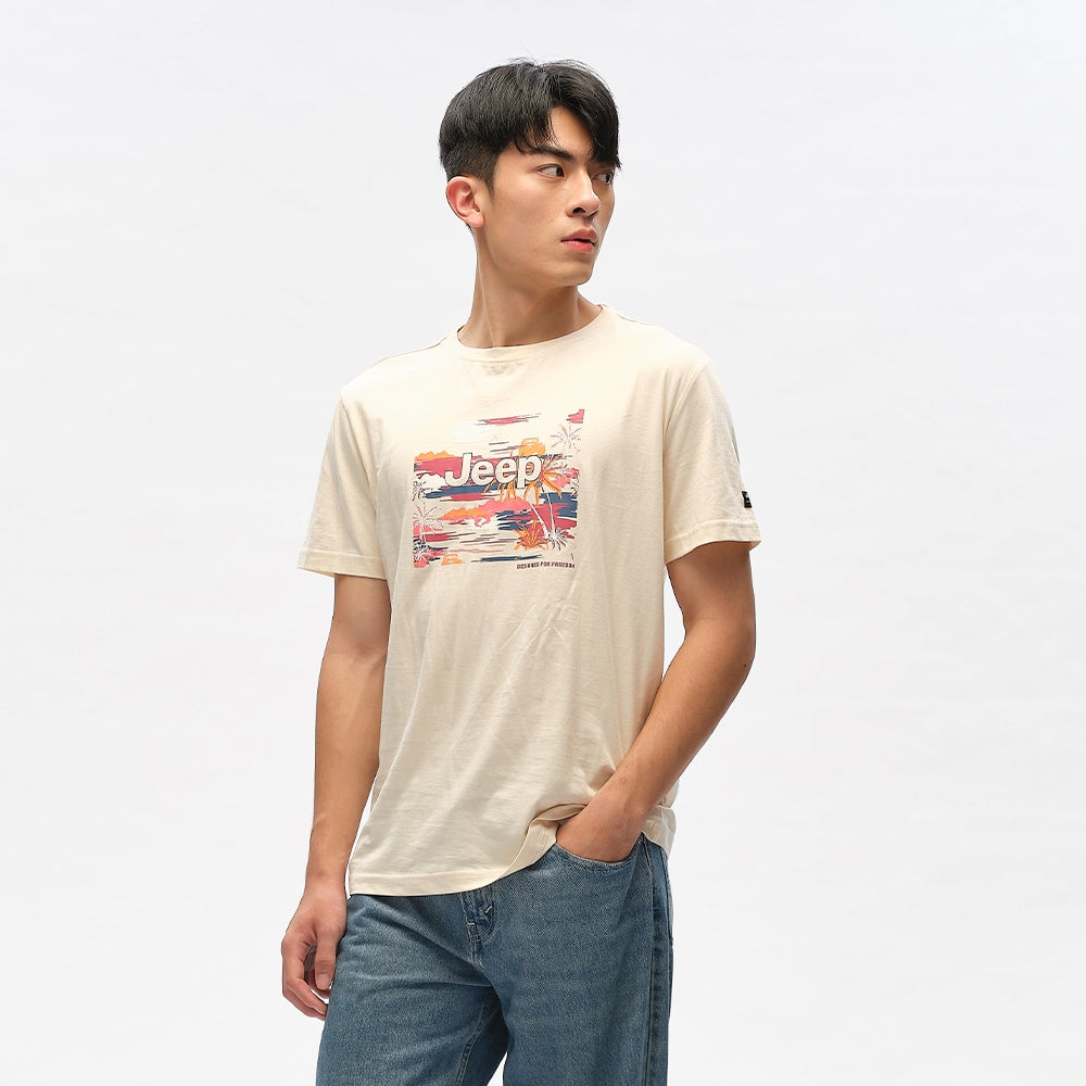Jeep Womens Fashion Graphic T-Shirt In Chalk