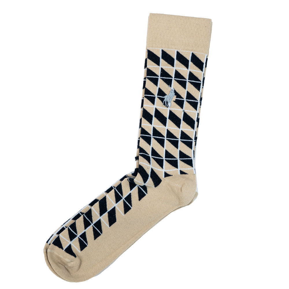 Polo Mens Abstract Cotton Ankle Socks In Taupe Multi