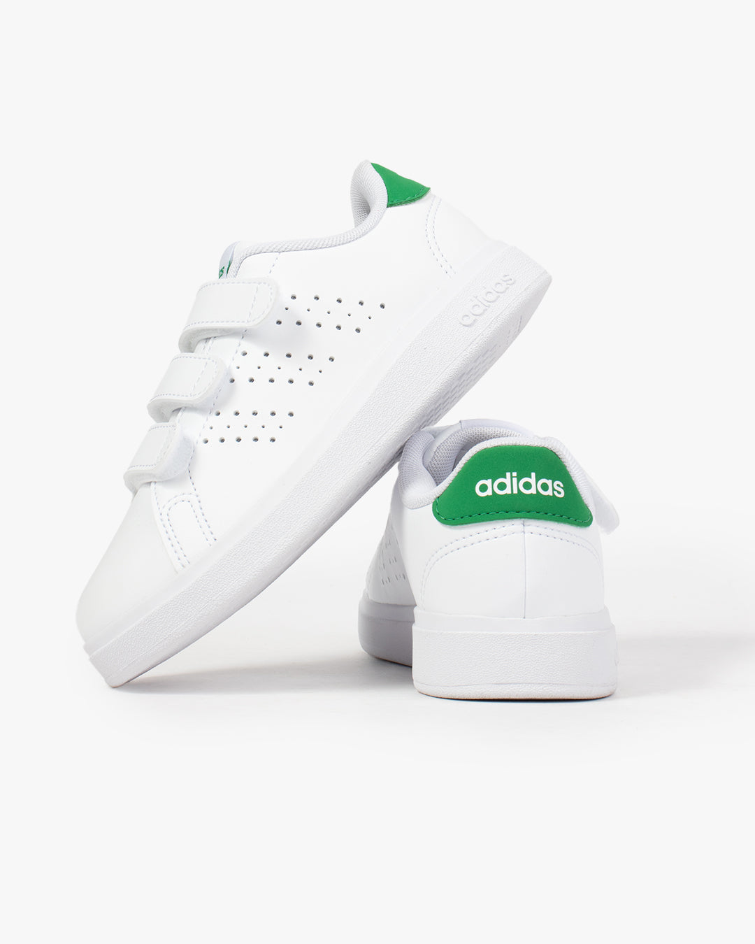 Adidas Boys Advantage Base 2.0 CF Sneakers In White & Green