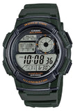 Casio World Time Digital Quartz Watch In Green