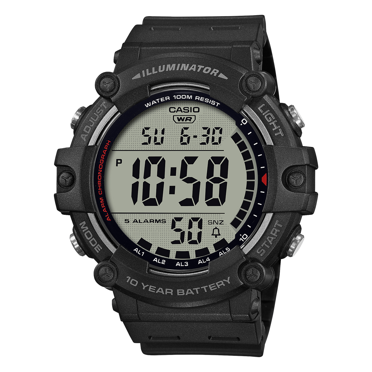 Casio Digital Rubber Gents Watch In Black