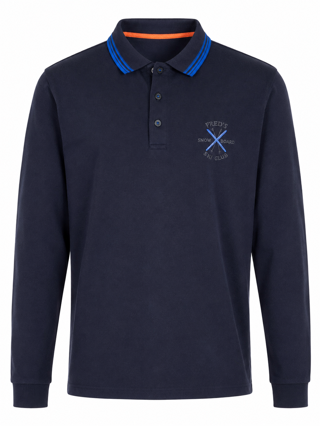 A Fish Named Fred Mens Pique Long Sleeve Golfer In Navy