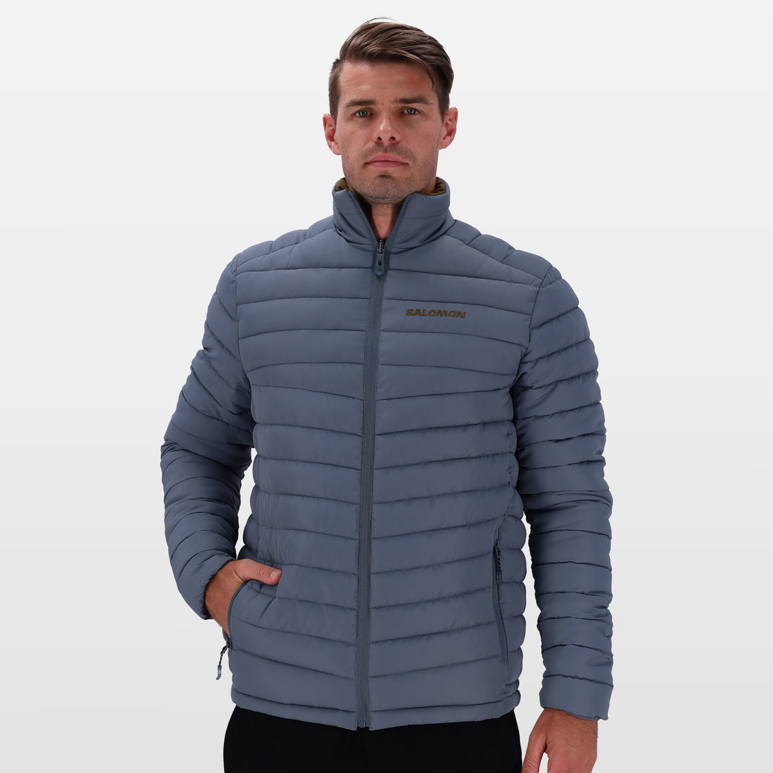 Salomon Mens Agenta Reversible Jacket In Basalt/Dark Olive