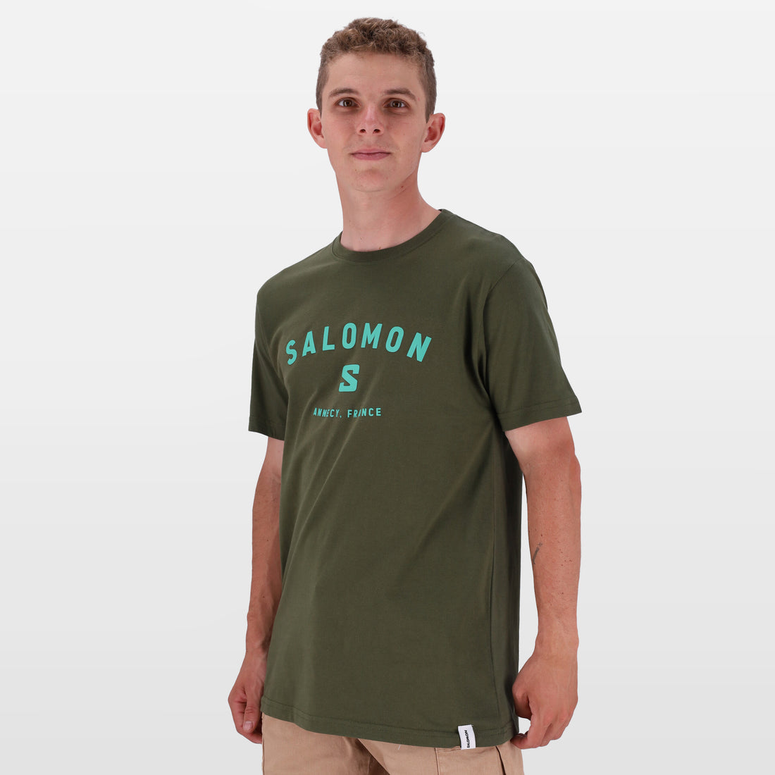 Salomon Mens Alpine Short Sleeves T-Shirts In Olive Night