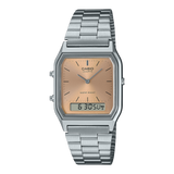 Casio Square Analogue & Digital Ladies Watch In Brown
