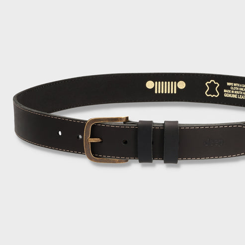Jeep Unisex Leather Stitch Belt Black