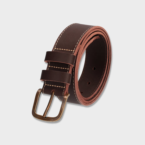 Jeep Unisex Leather Stitch Belt Brown