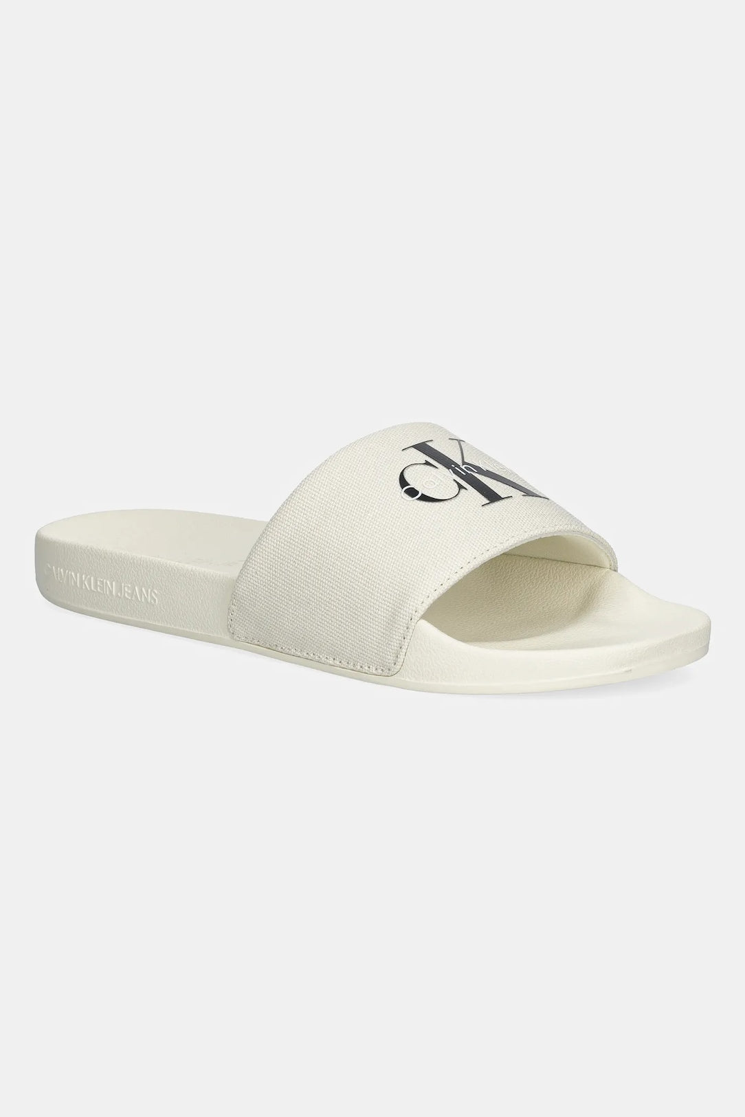 Calvin Klein Womens Monogram Slides In Beige