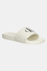Calvin Klein Womens Monogram Slides In Beige