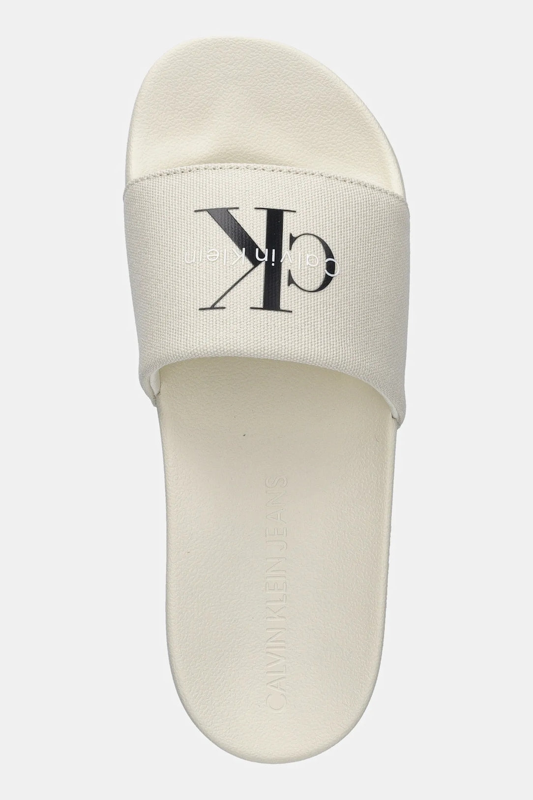 Calvin Klein Womens Monogram Slides In Beige