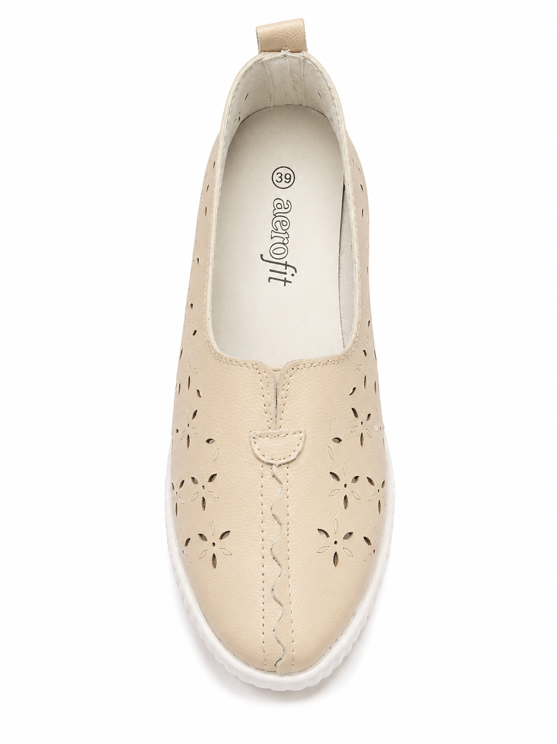 Aerofit Ladies Flat Shoes In Cream