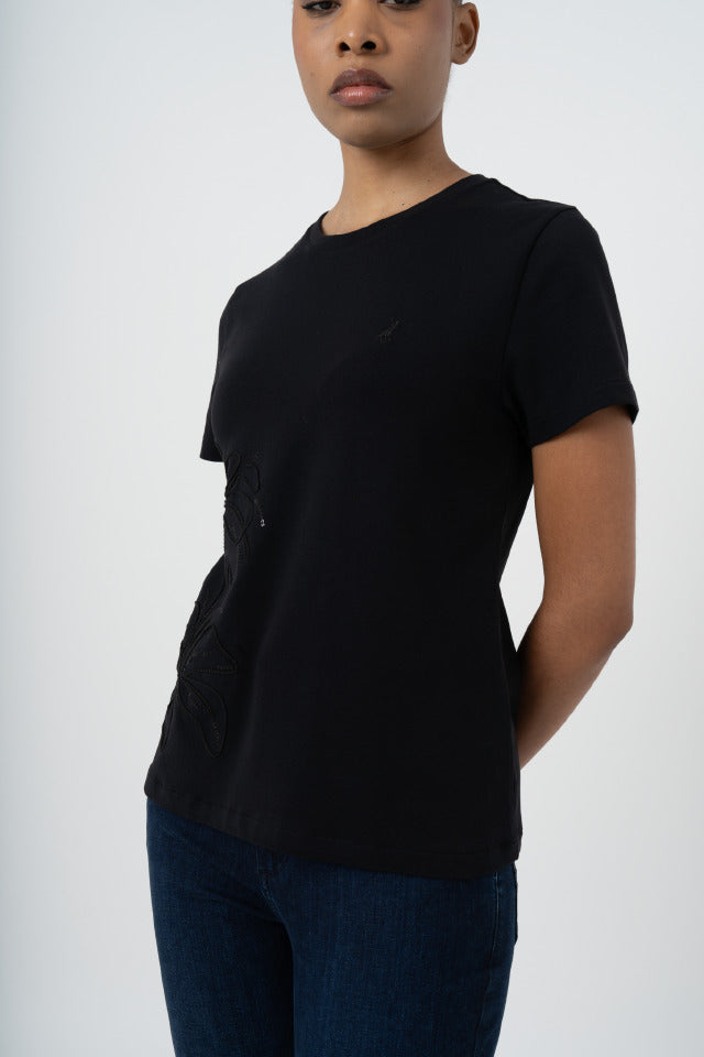 Polo Womens Bella Embroidered T-Shirt In Black
