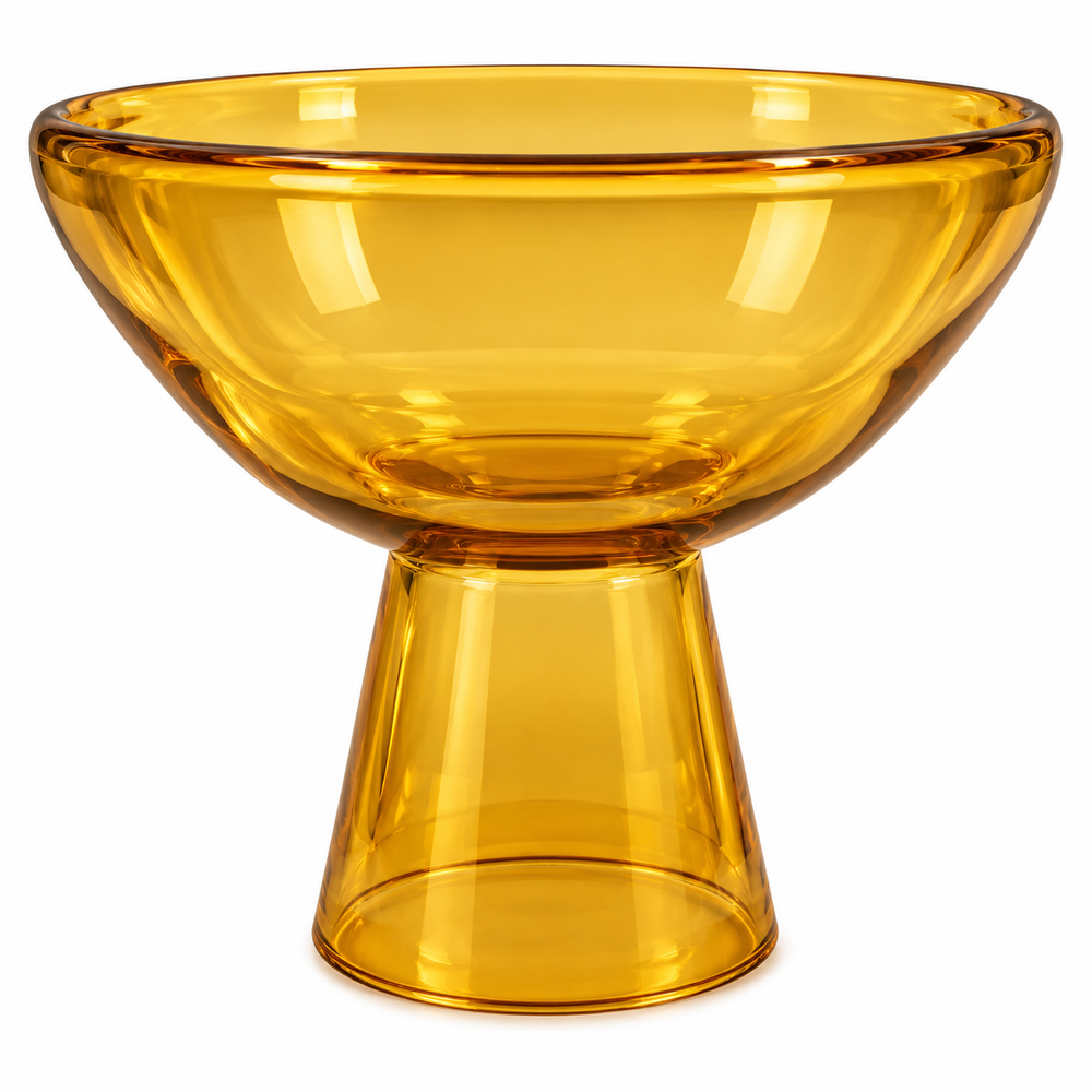 Fashion Footed Glass Bowl Vase In Yellow