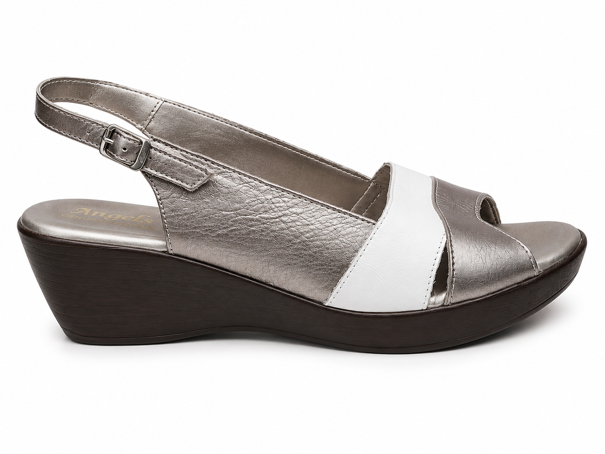 Angels Ladies Amelia Sandal In Pewter/White
