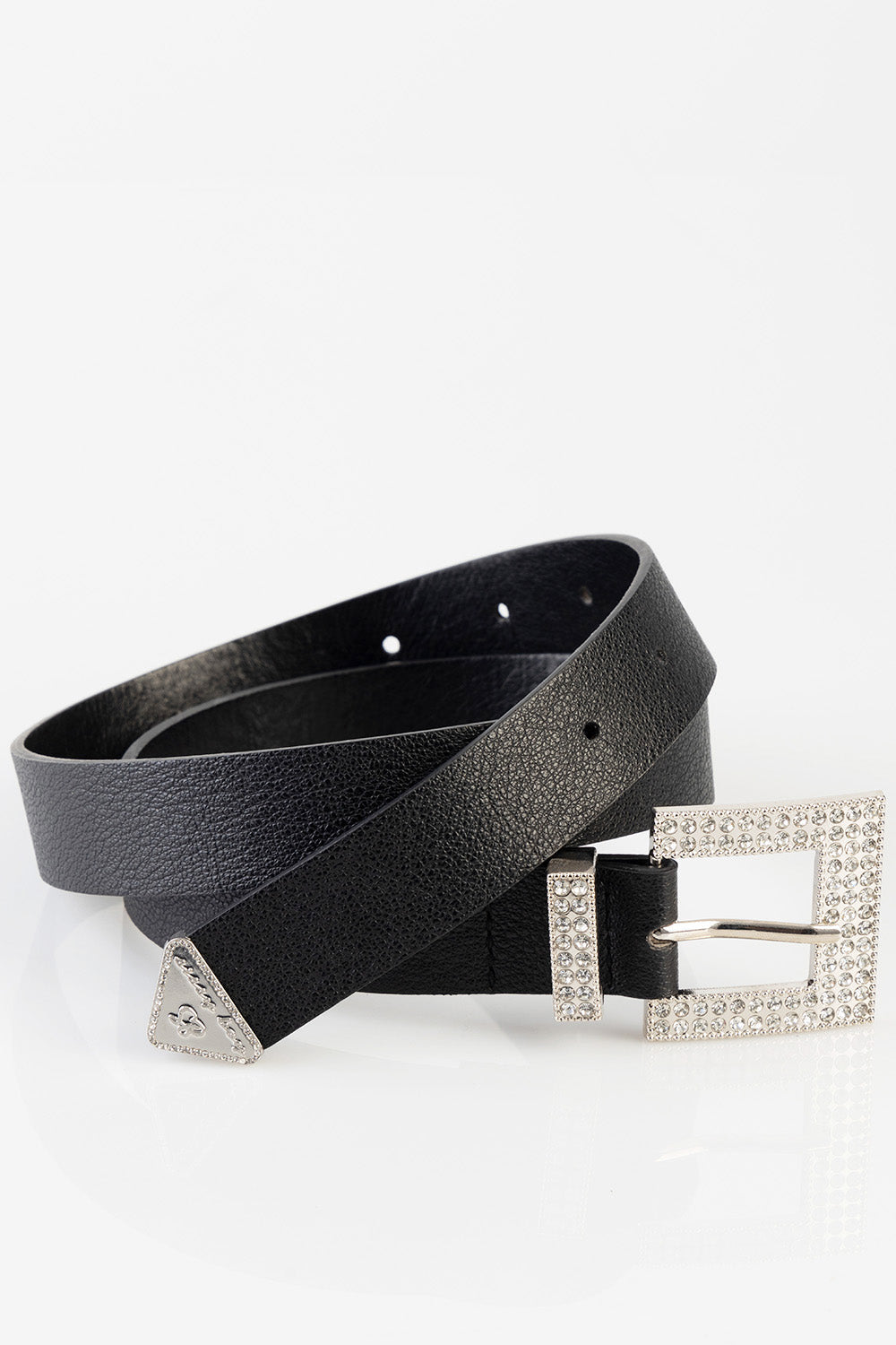Sissyboy Womens Belt With Silver Square Hardware In Black
