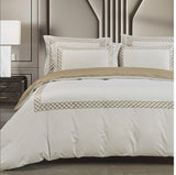 Egyptian Cotton Elle T400 Duvet Cover In Cream & Stone