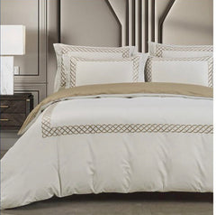 Egyptian Cotton Givenchy T400 Duvet Covers In Cream and Stone