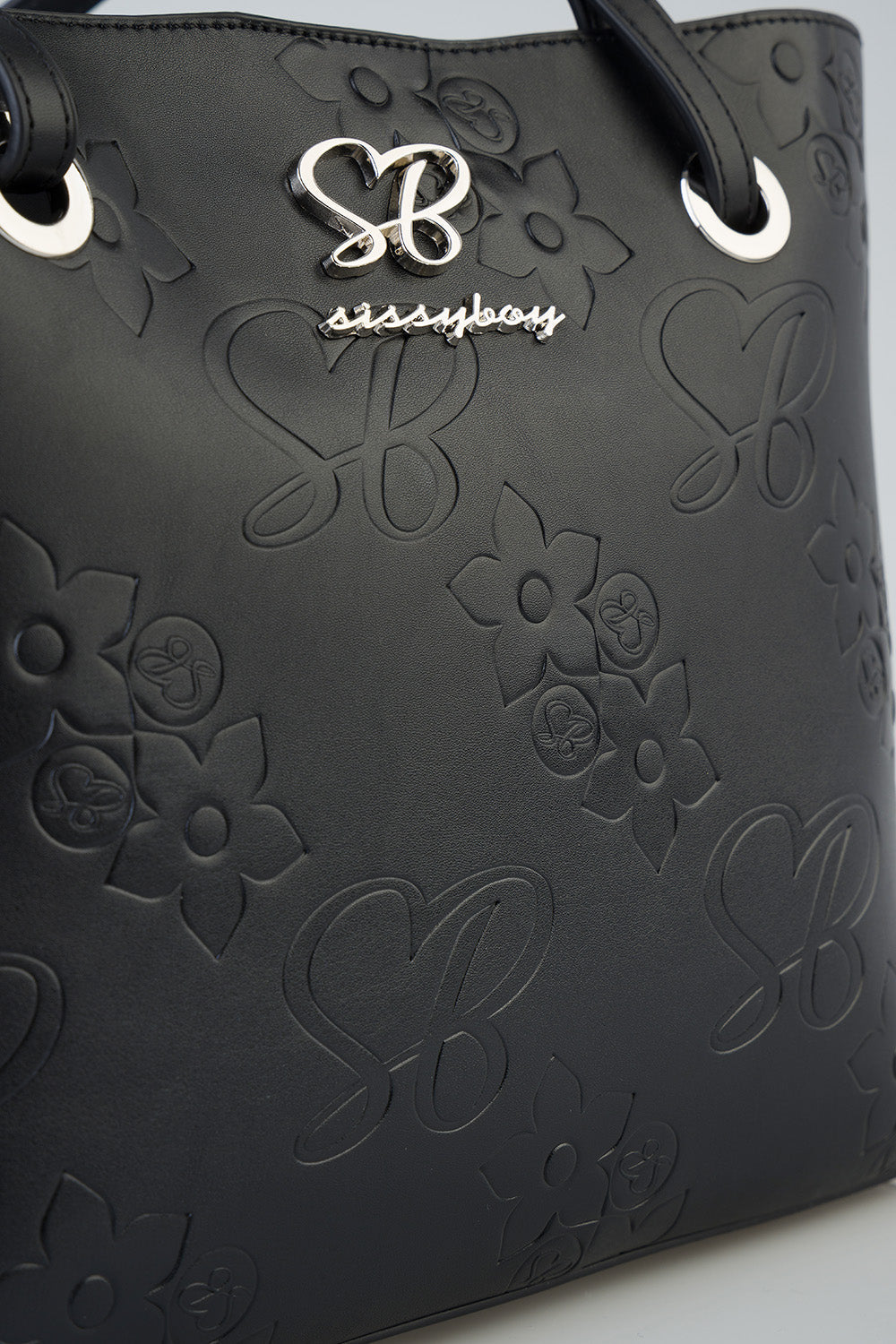 Sissyboy Debossed Print Tote Bag In Black