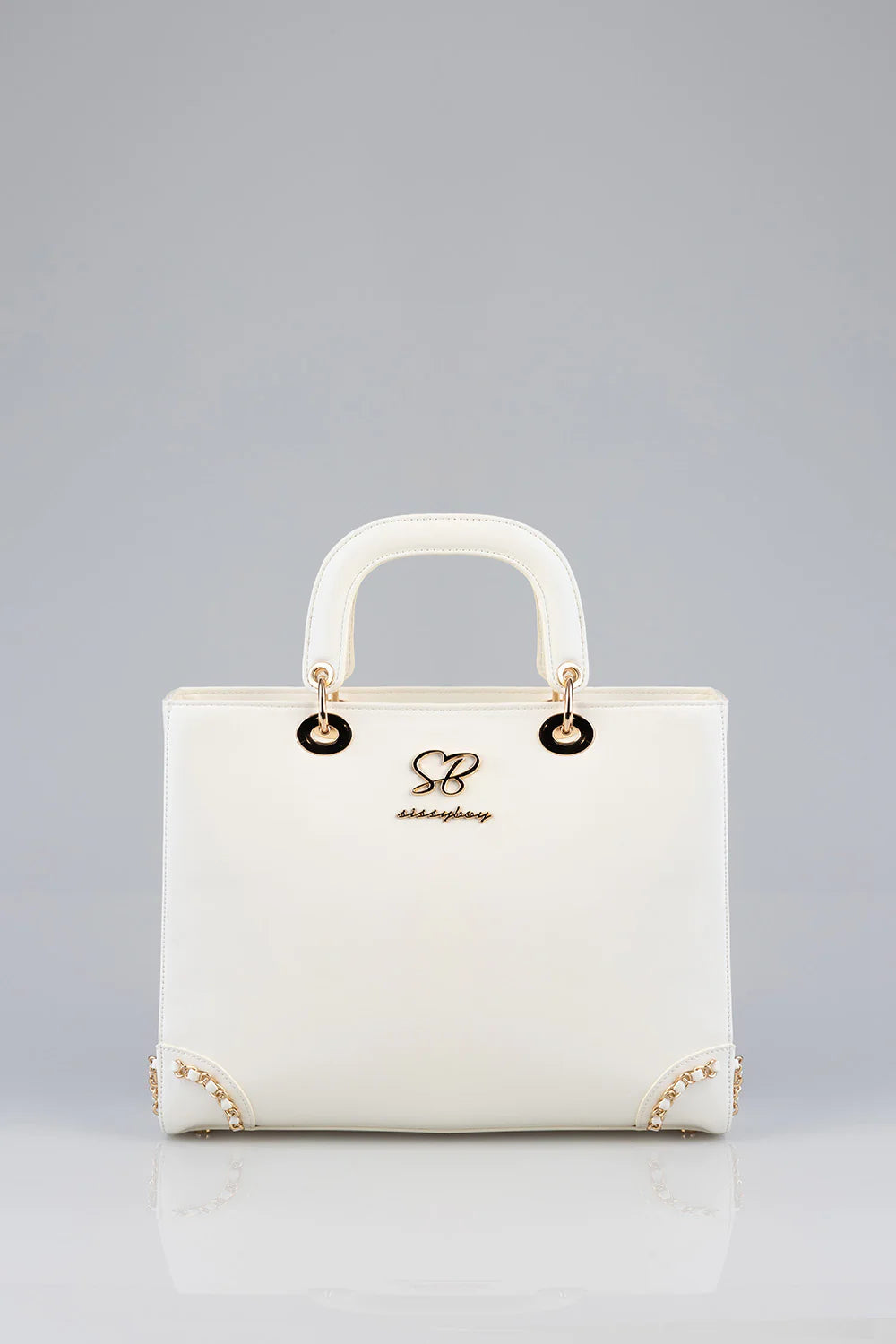 Sissy boy Bg828 Brief Case With Gold Trim Cream - One Size