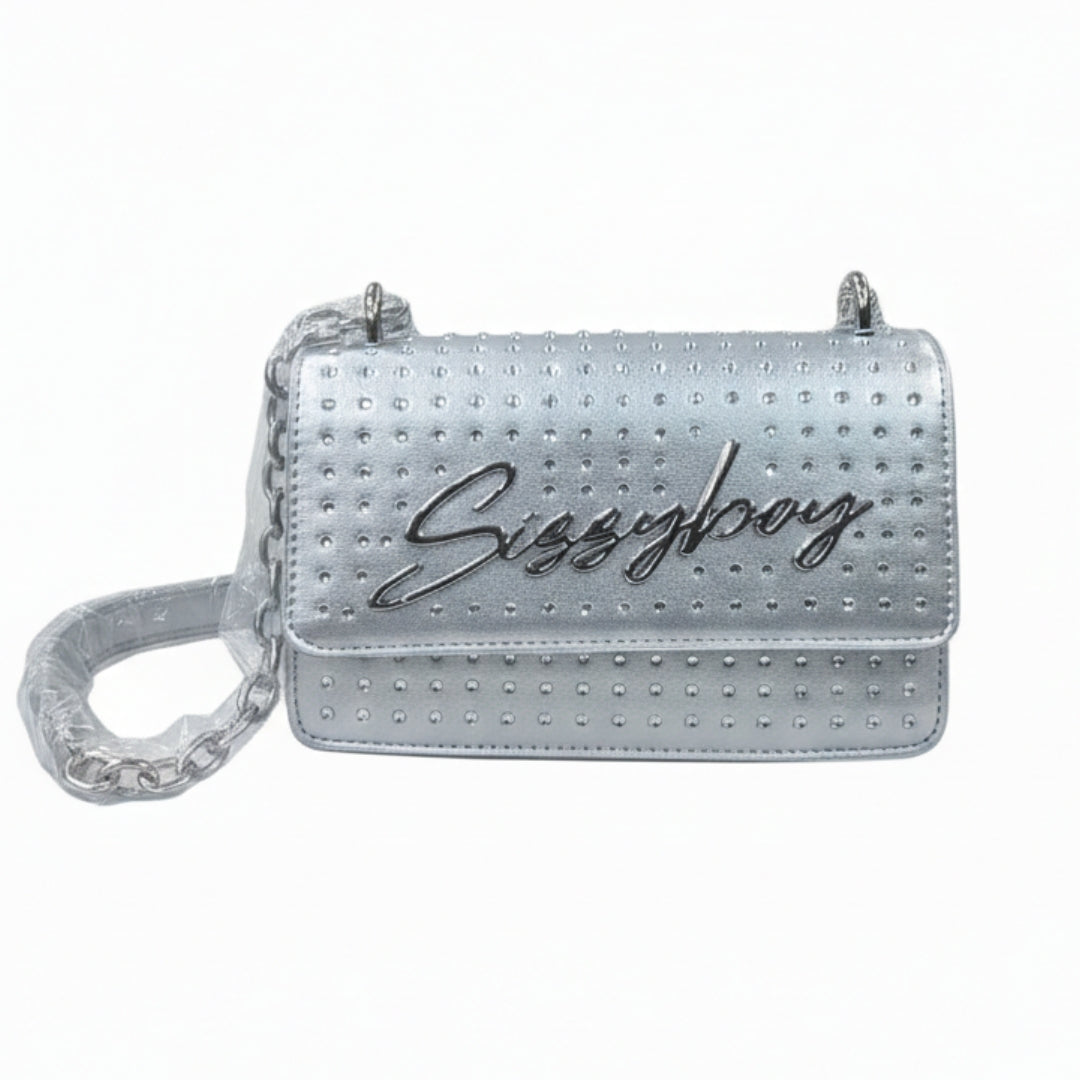 Sissyboy Bling Structured Crossbody Bag In Silver