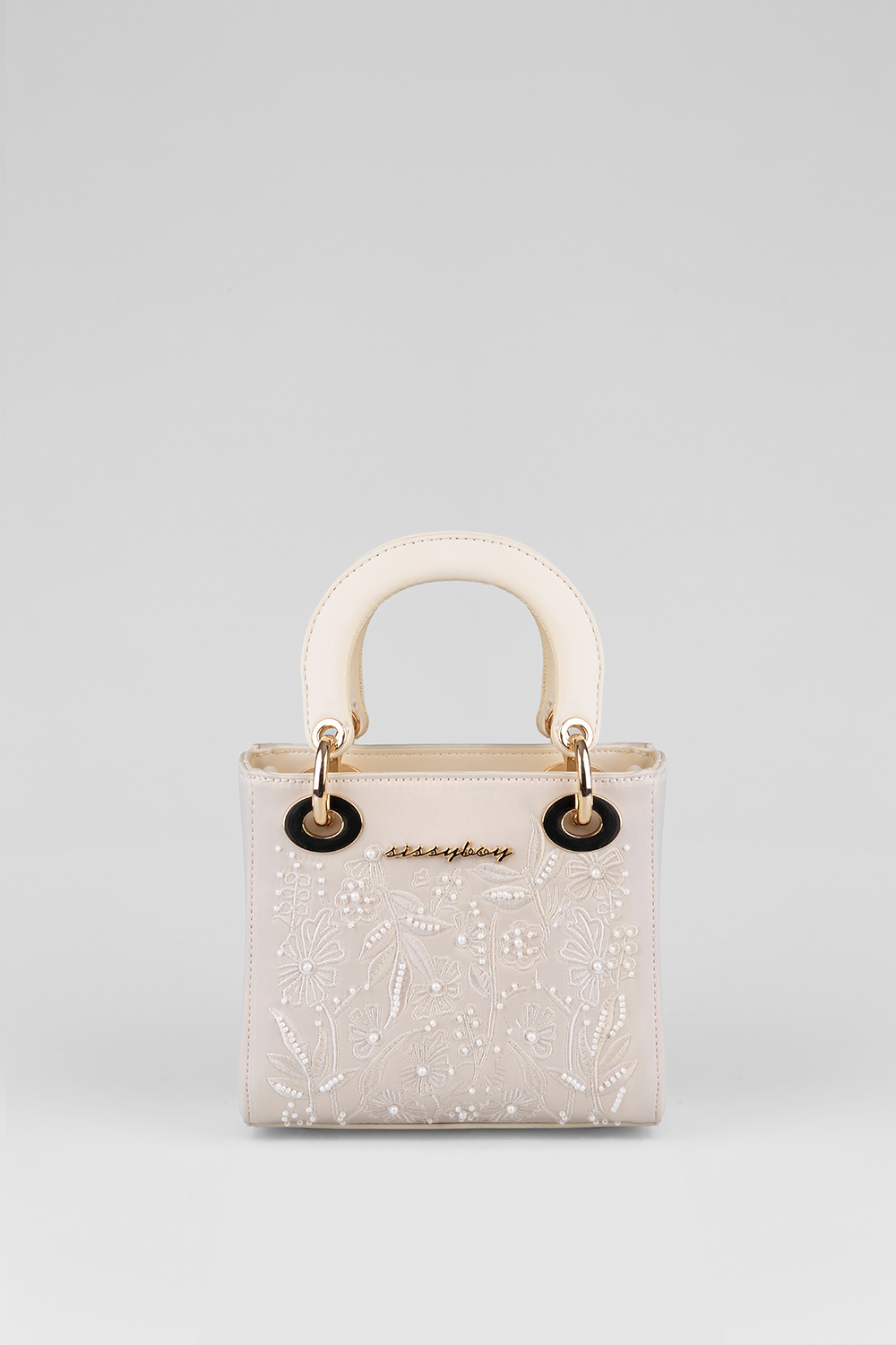 Sissyboy Emama Embroidered Mini Bag In Off White