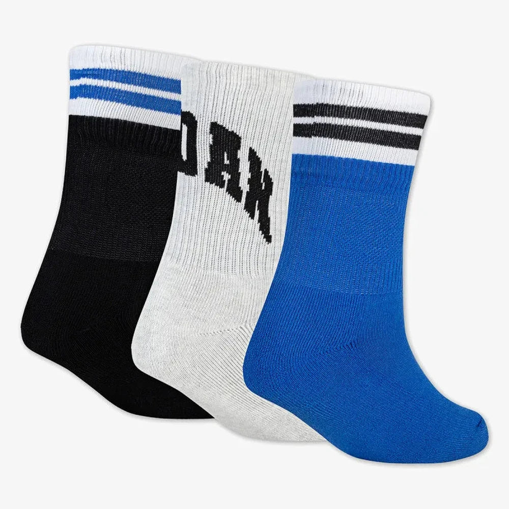 Nike Jordan Unisex Kids 3 Pack Crew Socks In Black/White/Blue