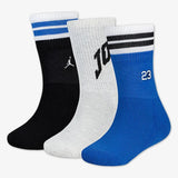 Nike Jordan Unisex Kids 3 Pack Crew Socks In Black/White/Blue