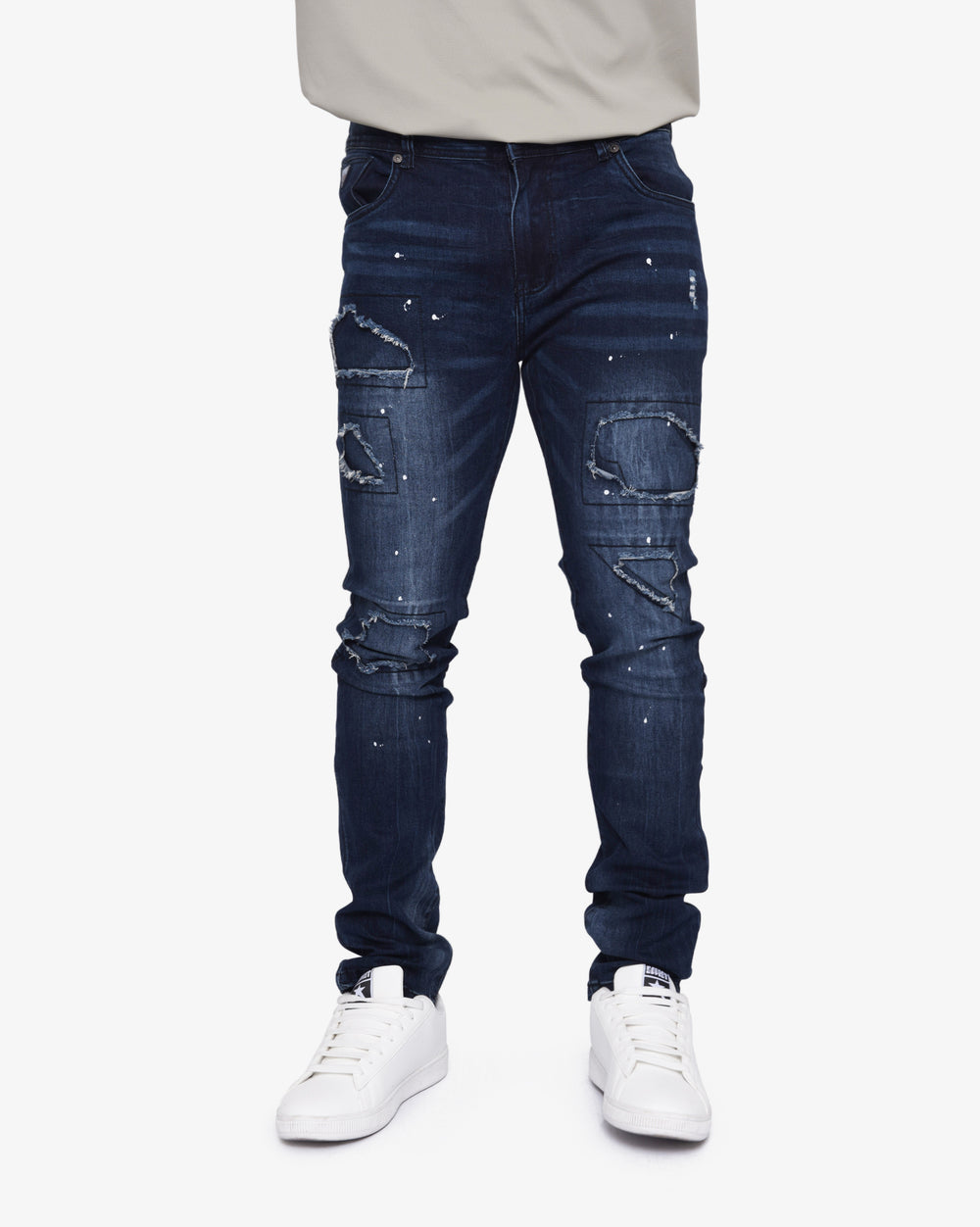 Soviet Mens Fashion Skinny Jeans In Dark Indigo