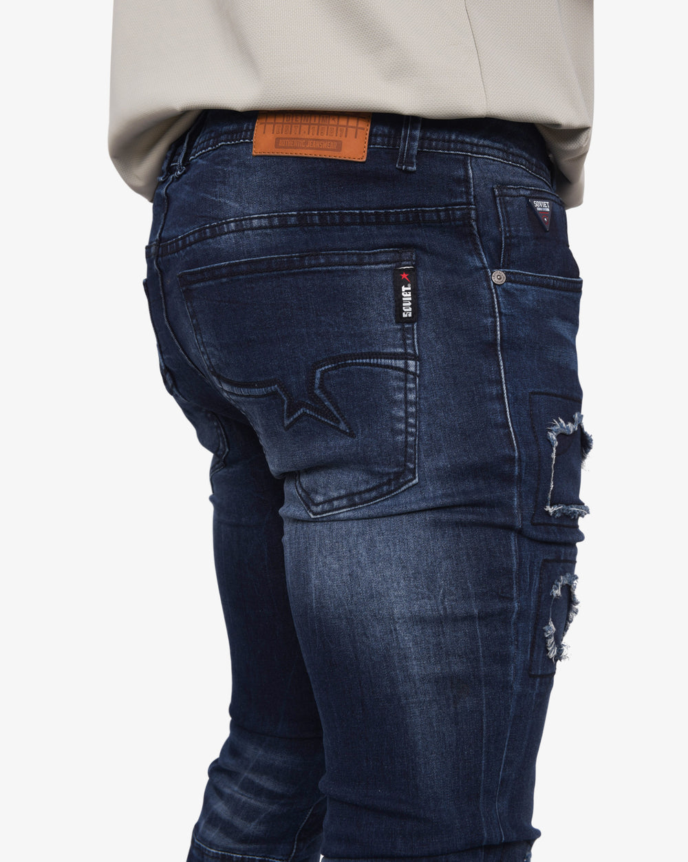 Soviet Mens Fashion Skinny Jeans In Dark Indigo