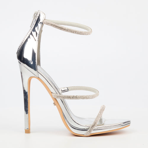 Miss Black Ladies Bou 6 Heels Silver