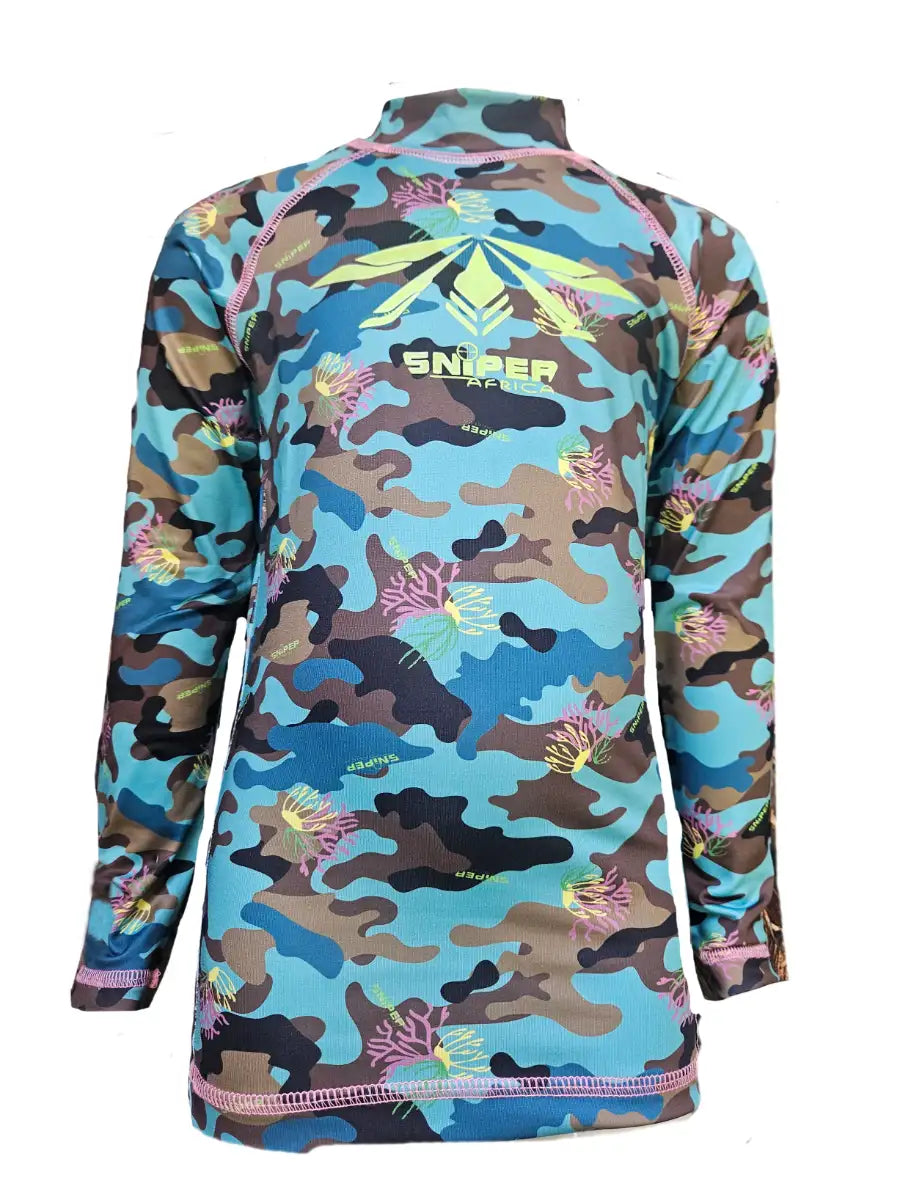 Sniper Girls Long Sleeve Rash Vest In Coral