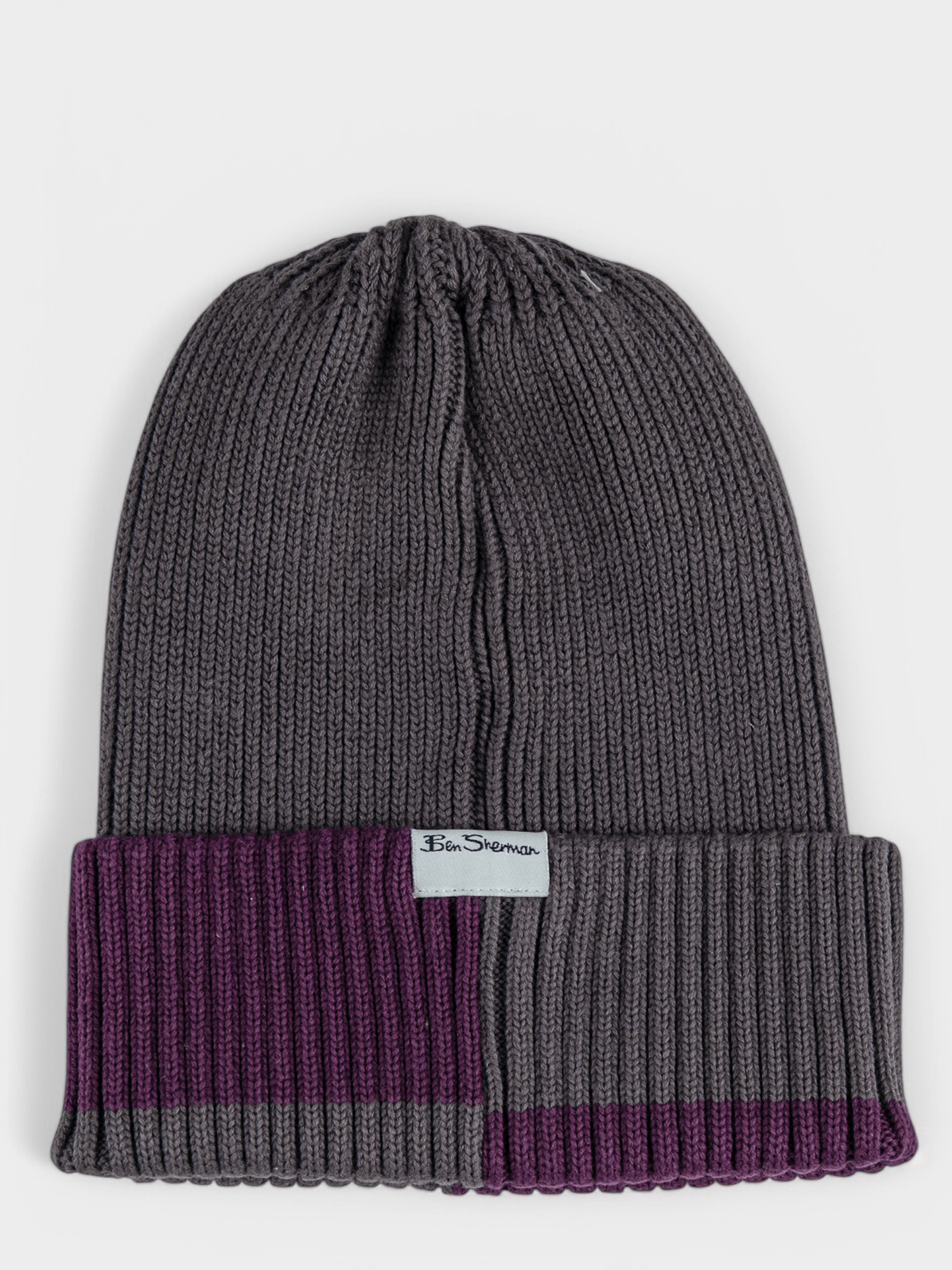 Ben Sherman Colour Block Beannie Grey