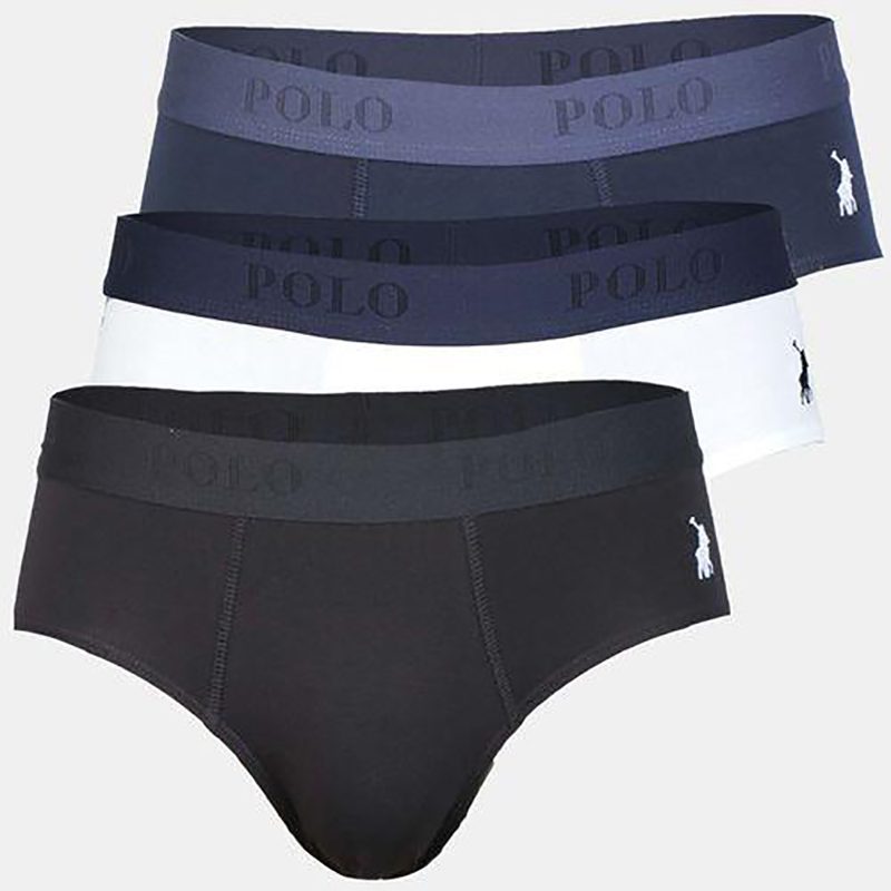 Polo Mens Multi Knite Boxer Brief 3 Pack In Navy/Black/White