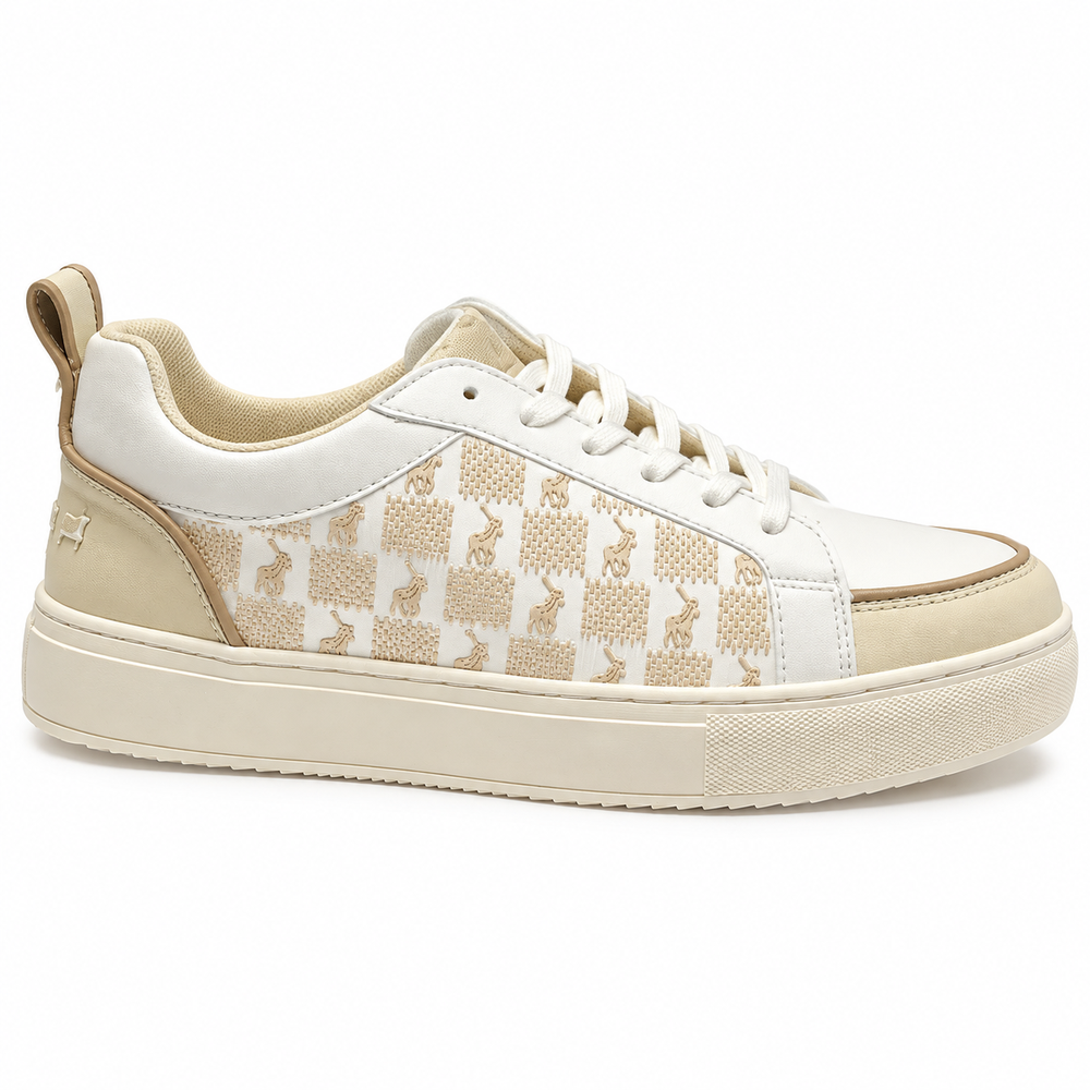 Polo Womens Block Monogram Sneakers In Stone