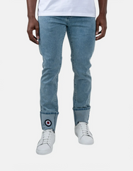 Ben Sherman Mens Target Turn Up Slim Fit Light Blue Jeans