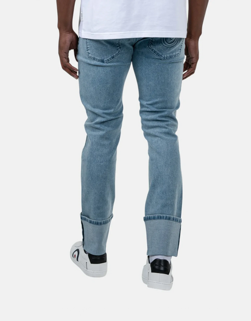 Ben Sherman Mens Target Turn Up Slim Fit Light Blue Jeans