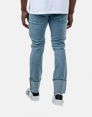 Ben Sherman Mens Target Turn Up Slim Fit Light Blue Jeans