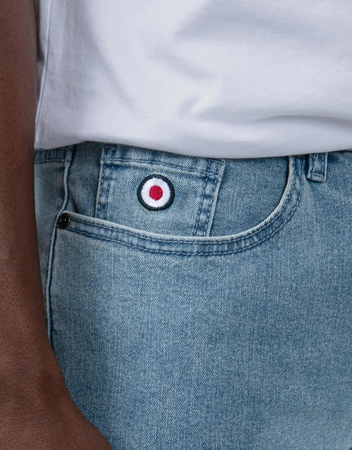 Ben Sherman Mens Target Turn Up Slim Fit Light Blue Jeans