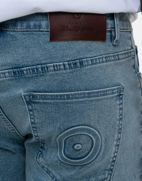 Ben Sherman Mens Target Turn Up Slim Fit Light Blue Jeans