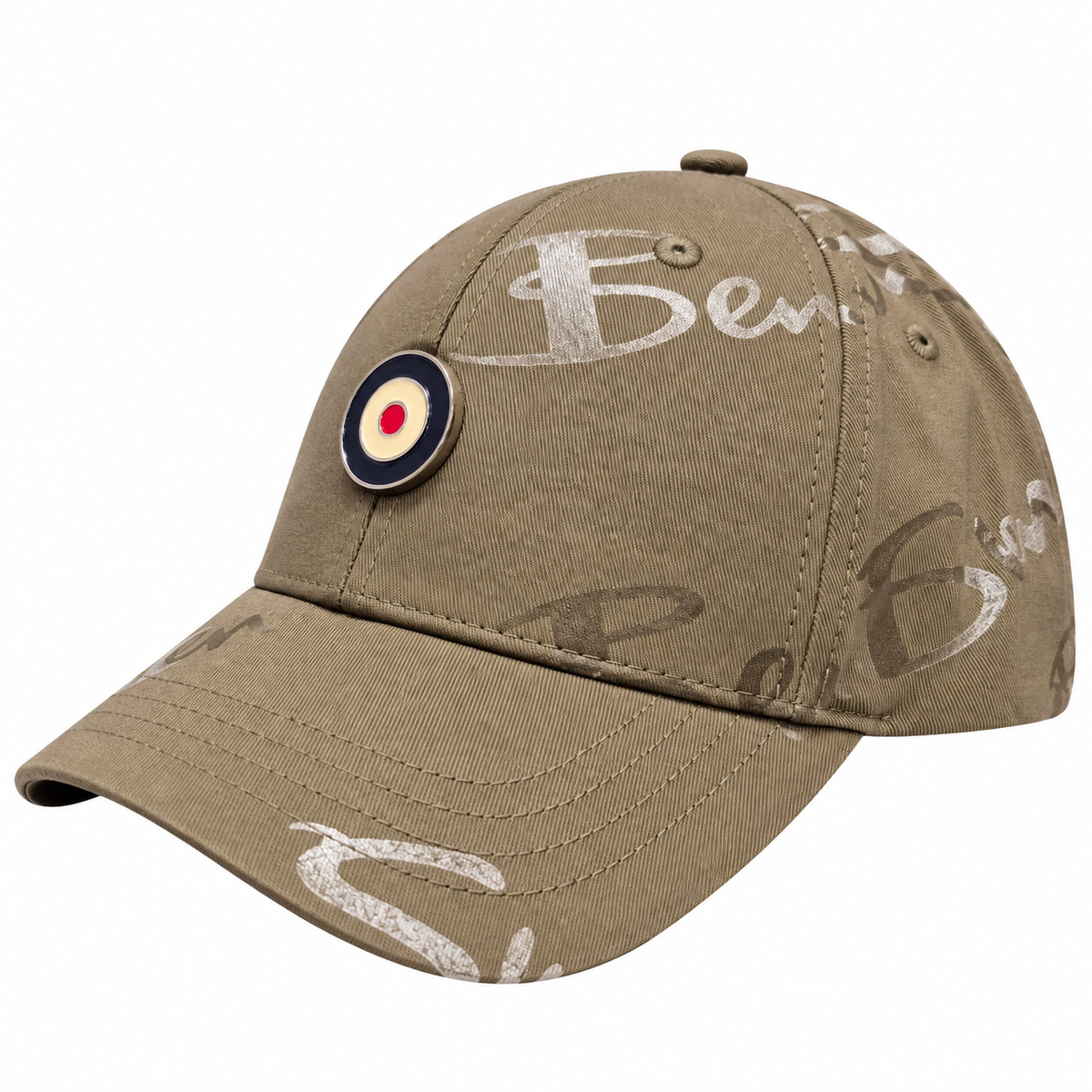 Ben Sherman Mens George Plastisol Cap In Olive